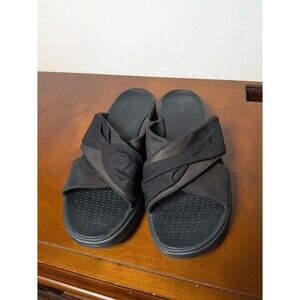 Bzees Black Twist Slide Sandals Women's Size 9.5 Washable COMFORT Platform Shoes